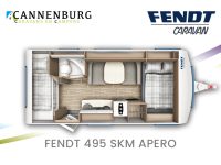 Fendt Apero 495 SKM model 2024 caravan plattegrond