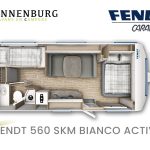 Fendt Bianco Activ 560 SKM model 2024 caravan plattegrond