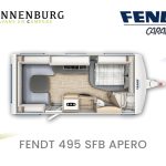 Fendt caravan plattegrond 495 SFB Apero modeljaar 2024