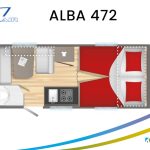 Caravelair caravan plattegrond modeljaar 2024 Alba 472